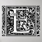 Letter E Medieval Monogram  Initiaal Poster (Voorkant)
