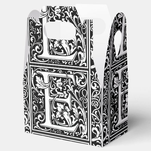 Letter E Middeleeuws Monogram Art Nouveau Bedankdoosjes (Geopend)