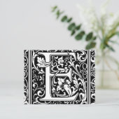 Letter E Middeleeuws Monogram Art Nouveau Briefkaart (Staand voorkant)