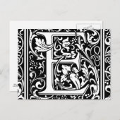 Letter E Middeleeuws Monogram Art Nouveau Briefkaart (Voorkant / Achterkant)