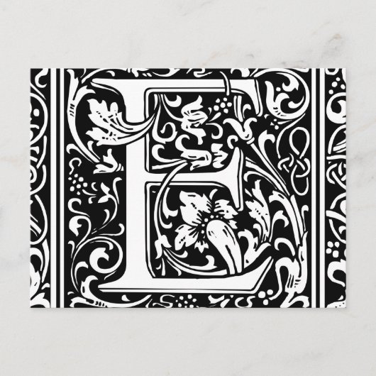 Letter E Middeleeuws Monogram Art Nouveau Briefkaart (Voorkant)