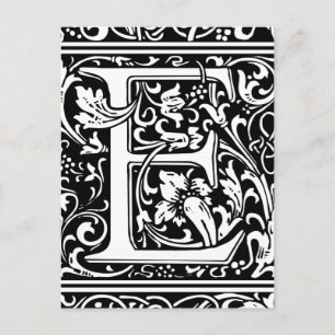 Letter E Middeleeuws Monogram Art Nouveau Briefkaart