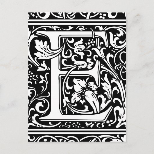 Letter E Middeleeuws Monogram Art Nouveau Briefkaart (Voorkant)