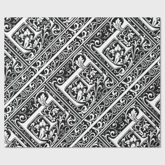 Letter E Middeleeuws Monogram Art Nouveau Cadeaupapier (Vlak)