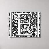 Letter E Middeleeuws Monogram Art Nouveau Canvas Afdruk (Voorkant)