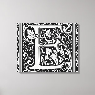 Letter E Middeleeuws Monogram Art Nouveau Canvas Afdruk