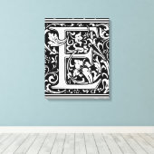 Letter E Middeleeuws Monogram Art Nouveau Canvas Afdruk (Insitu (Houten vloer))