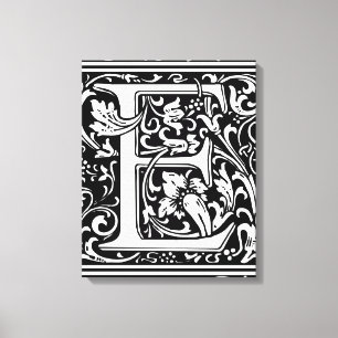 Letter E Middeleeuws Monogram Art Nouveau Canvas Afdruk