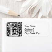 Letter E Middeleeuws Monogram Art Nouveau Etiket (Insitu)