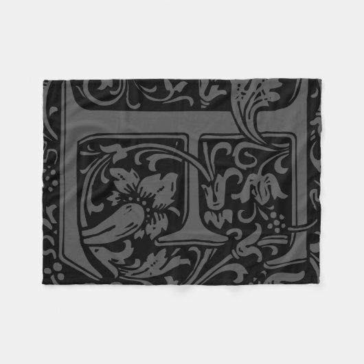 Letter E Middeleeuws Monogram Art Nouveau Fleece Deken (Voorkant (Horizontaal))