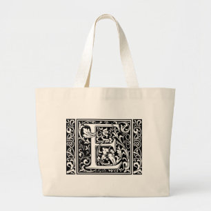 Letter E Middeleeuws Monogram Art Nouveau Grote Tote Bag
