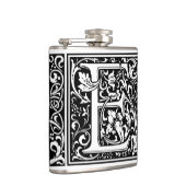 Letter E Middeleeuws Monogram Art Nouveau Heupfles (Rechts)