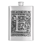 Letter E Middeleeuws Monogram Art Nouveau Heupfles (Voorkant)