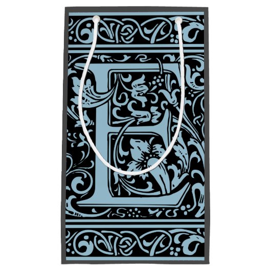 Letter E Middeleeuws Monogram Art Nouveau Klein Cadeauzakje (Voorkant)