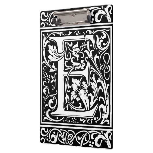 Letter E Middeleeuws Monogram Art Nouveau Klembord (Links)