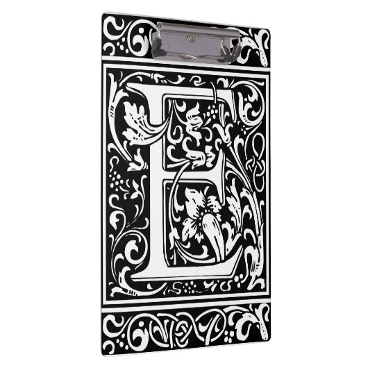 Letter E Middeleeuws Monogram Art Nouveau Klembord (Rechts)