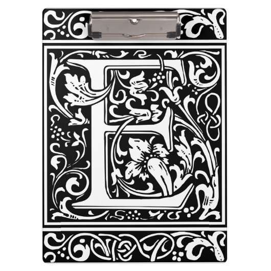 Letter E Middeleeuws Monogram Art Nouveau Klembord (Voorkant)