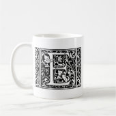 Letter E Middeleeuws Monogram Art Nouveau Koffiemok (Links)