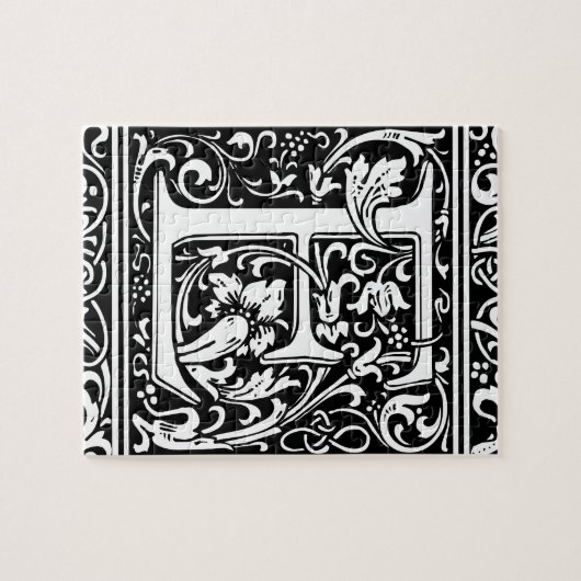 Letter E Middeleeuws Monogram Art Nouveau Legpuzzel (Horizontaal)