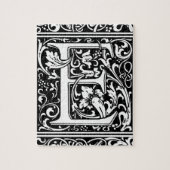 Letter E Middeleeuws Monogram Art Nouveau Legpuzzel (Verticaal)