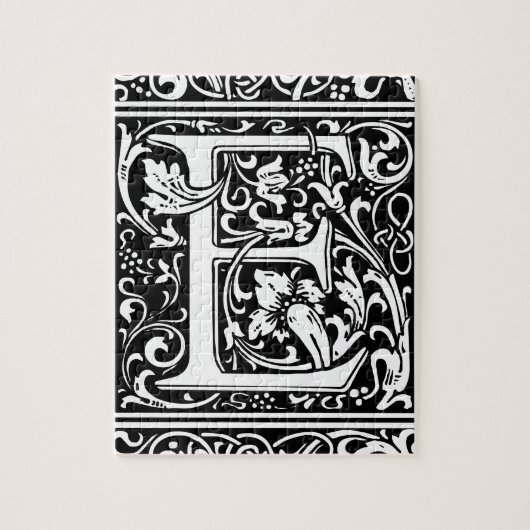 Letter E Middeleeuws Monogram Art Nouveau Legpuzzel (Verticaal)