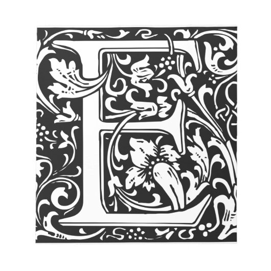 Letter E Middeleeuws Monogram Art Nouveau Notitieblok (Voorkant)