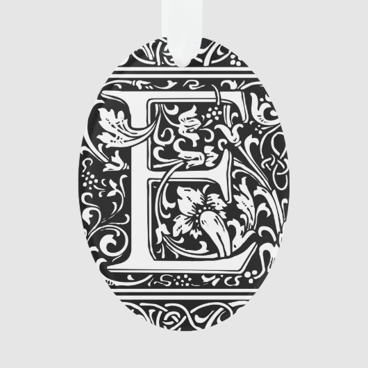 Letter E Middeleeuws Monogram Art Nouveau Ornament (voorkant)