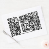 Letter E Middeleeuws Monogram Art Nouveau Rechthoekige Sticker (Envelop)