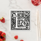 Letter E Middeleeuws Monogram Art Nouveau Servet (Insitu)