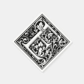 Letter E Middeleeuws Monogram Art Nouveau Servet (Hoek)