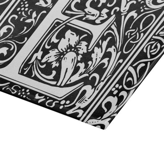 Letter E Middeleeuws Monogram Art Nouveau Snijplank (Hoek)