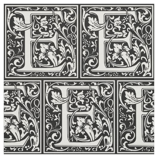 Letter E Middeleeuws Monogram Art Nouveau Stof (Swatch)