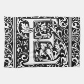 Letter E Middeleeuws Monogram Art Nouveau Theedoek (Horizontaal)