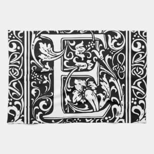 Letter E Middeleeuws Monogram Art Nouveau Theedoek