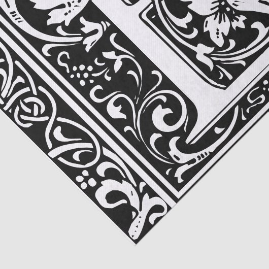 Letter E Middeleeuws Monogram Art Nouveau Tissuepapier (Detail)