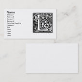 Letter E Middeleeuws Monogram Art Nouveau Visitekaartje (Voorkant / Achterkant)