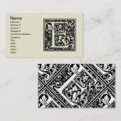 Letter E Middeleeuws Monogram Art Nouveau Visitekaartje (Voorkant / Achterkant)