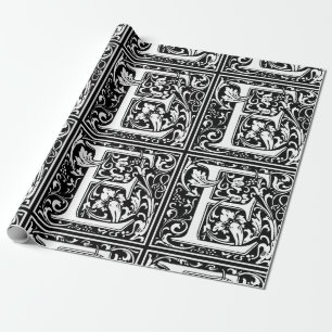 Letter E Middeleeuwse Monogram Art Nouveau Cadeaupapier