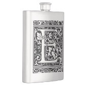 Letter E Middeleeuwse Monogram Art Nouveau Heupfles (Rechts)
