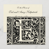 Letter E Middeleeuwse Monogram Art Nouveau Kaart (Voorkant / Achterkant)