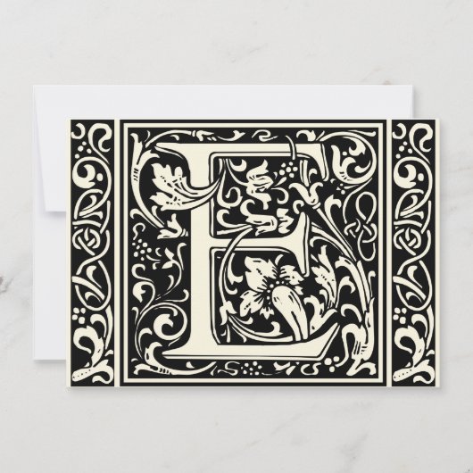 Letter E Middeleeuwse Monogram Art Nouveau Kaart (Voorkant)