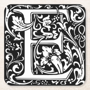 Letter E Middeleeuwse Monogram Art Nouveau Kartonnen Onderzetters