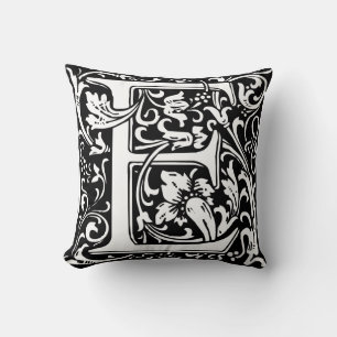 Letter E Middeleeuwse Monogram Art Nouveau Kussen