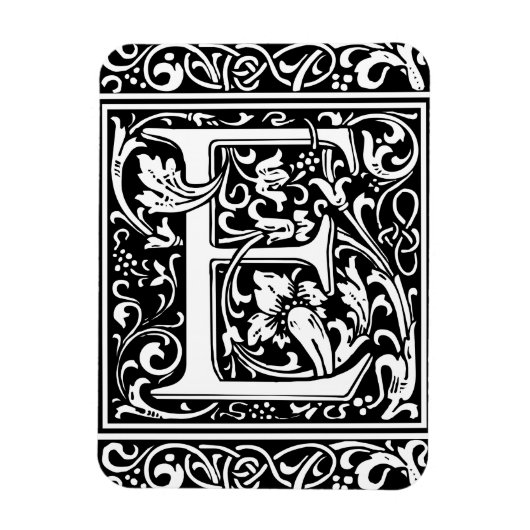 Letter E Middeleeuwse Monogram Art Nouveau Magneet (Verticaal)