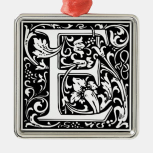 Letter E Middeleeuwse Monogram Art Nouveau Metalen Ornament