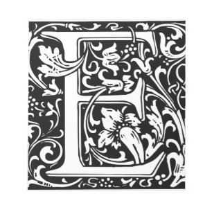 Letter E Middeleeuwse Monogram Art Nouveau Notitieblok