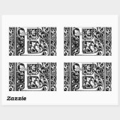 Letter E Middeleeuwse Monogram Art Nouveau Rechthoekige Sticker (Vel)
