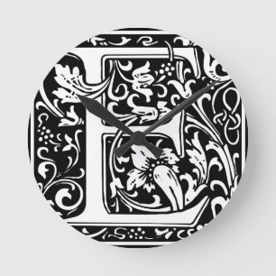 Letter E Middeleeuwse Monogram Art Nouveau Ronde Klok