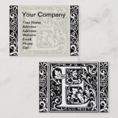 Letter E Middeleeuwse Monogram Art Nouveau Visitekaartje (Voorkant / Achterkant)