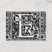 Letter E Middeleeuwse Monogram Art Nouveau Visitekaartje (Achterkant)